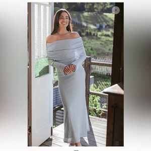 Petal & Pup Light Blue Off-Shoulder Maxi Dress